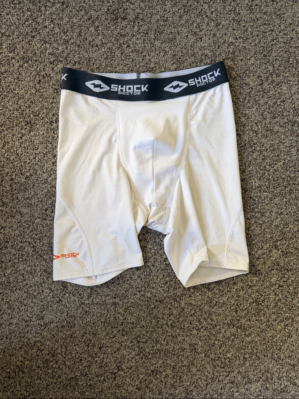 Shock Doctor White Protective Compression Boxer Briefs with Black Waistband